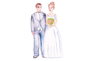 Bride and Groom in Watercolor Design Review