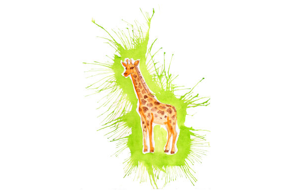 Giraffe in Paint Splatter Watercolor Style Animals Review