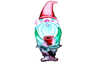 Gnome Coffee Cup Watercolor Design by Designs Amp