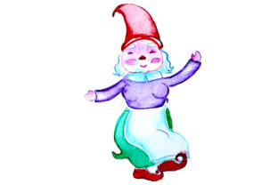 Gnome Dancing Watercolor Style by Designs Amp