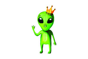 Green Alien with Crown: Animals for Sellers