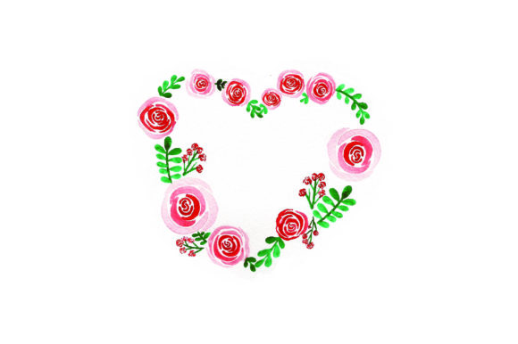 Heart Made of Roses - Watercolor for Valentine's Day