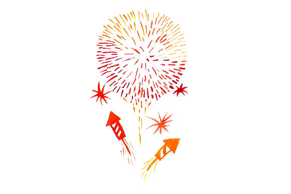 Orange Fireworks - Watercolor Style Review