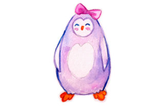 Penguin Daughter in Watercolor: Animals for Blogs