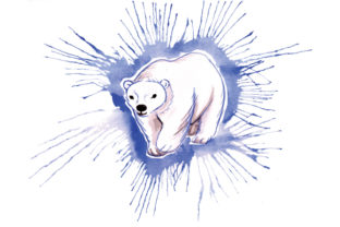 Polar Bear in Paint Splatter Watercolor Style Review