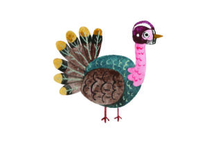 Turkey Wearing a Football Helmet - Watercolor for Thanksgiving