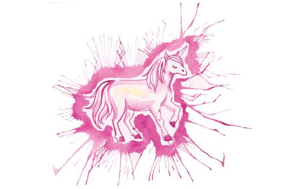 Unicorn in Paint Splatter Watercolor Style for Animals